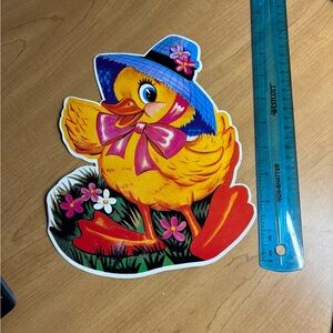 Vintage Dennison Spring Baby Duck 8” Diecut Cute Easter Paperboard Decor
